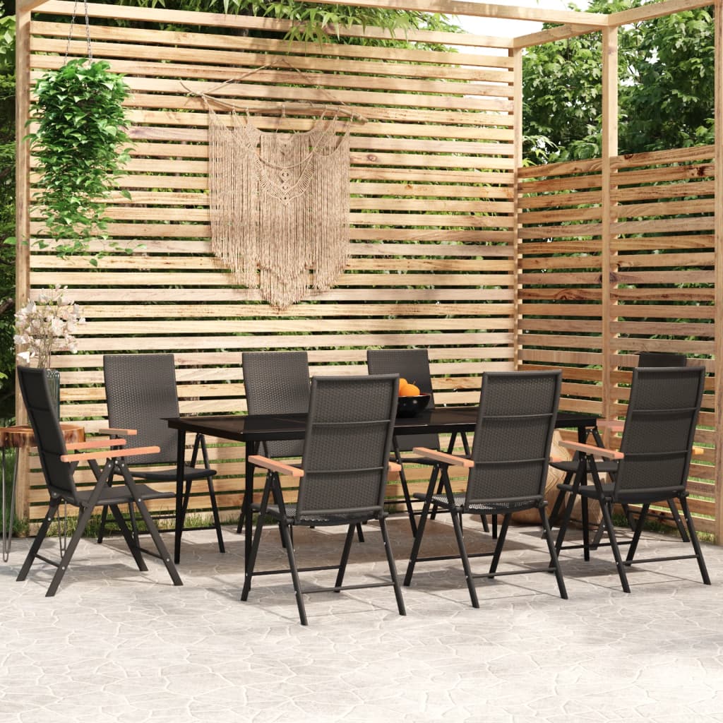 Set Mobilier De Grădină, 3 Piese, Negru