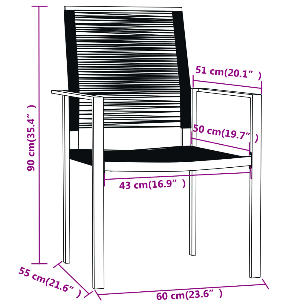 Set Mobilier De Grădină, 3 Piese, Negru
