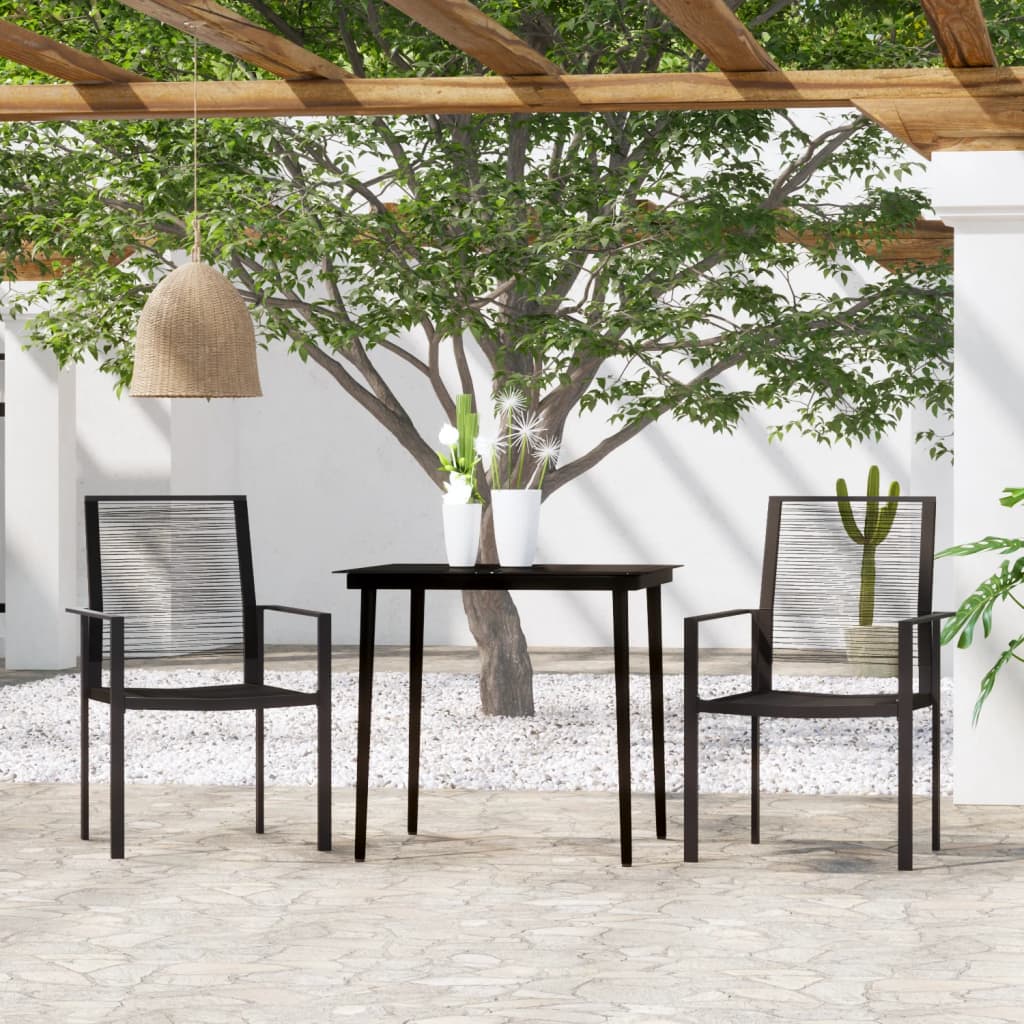 Set Mobilier De Grădină, 3 Piese, Negru