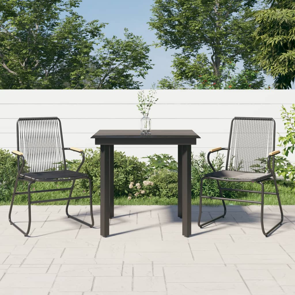 Set Mobilier De Grădină, 7 Piese, Negru, Ratan Pvc