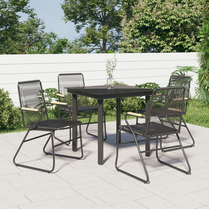 Set Mobilier De Grădină, 7 Piese, Negru, Ratan Pvc