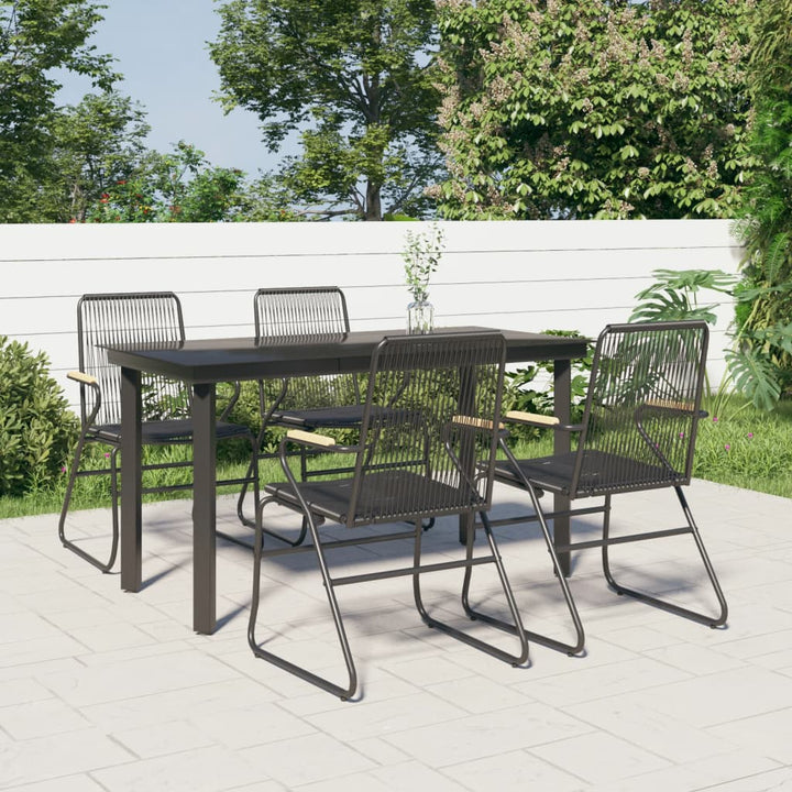 Set Mobilier De Grădină, 7 Piese, Negru, Ratan Pvc