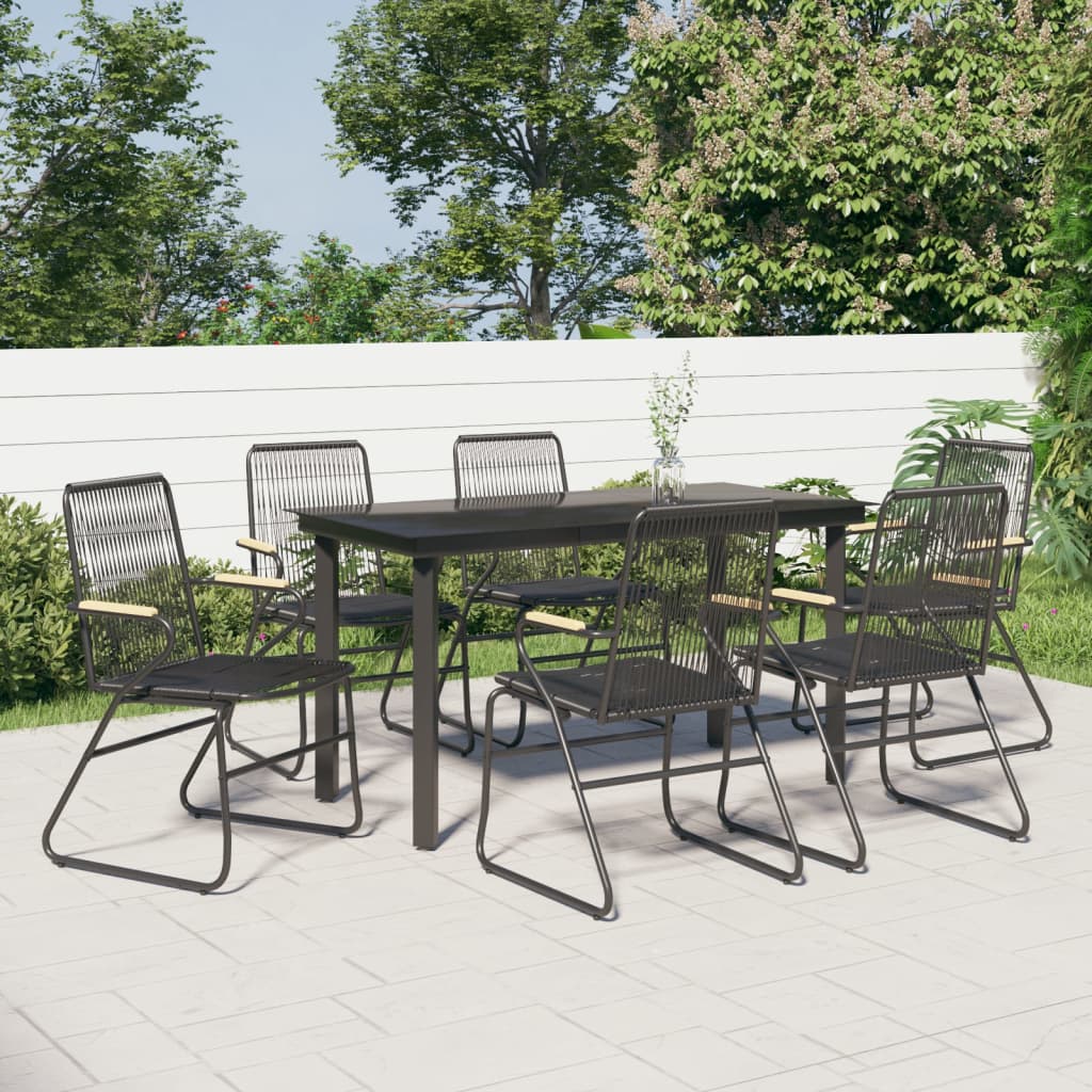 Set Mobilier De Grădină, 7 Piese, Negru, Ratan Pvc