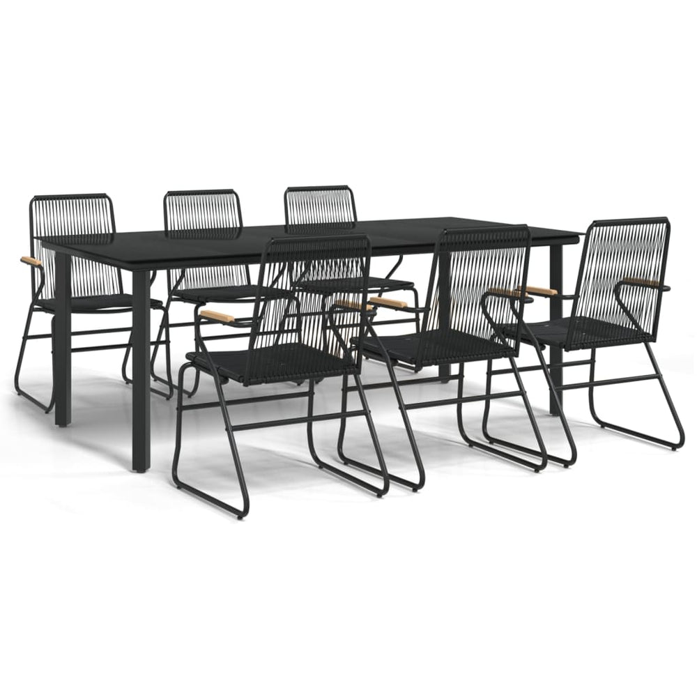 Set Mobilier De Grădină, 7 Piese, Negru, Ratan Pvc