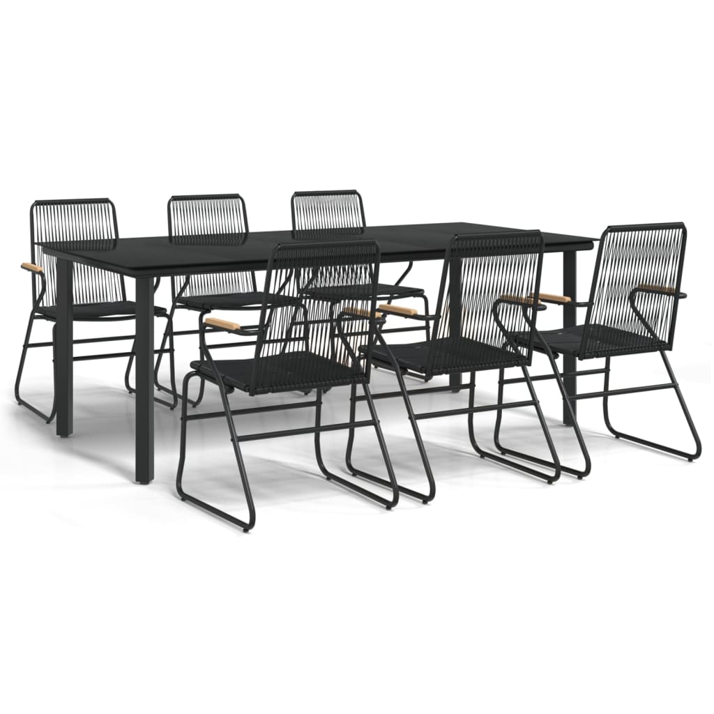 Set Mobilier De Grădină, 7 Piese, Negru, Ratan Pvc