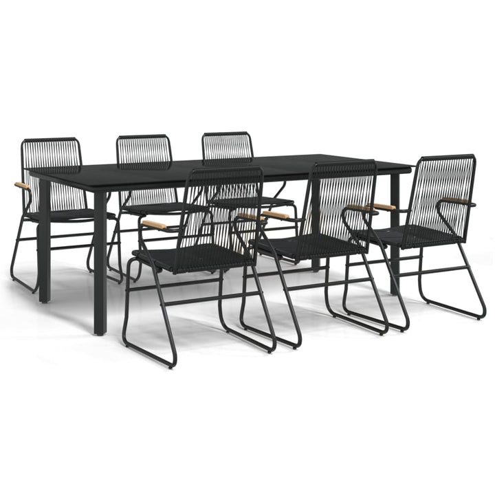 Set Mobilier De Grădină, 7 Piese, Negru, Ratan Pvc