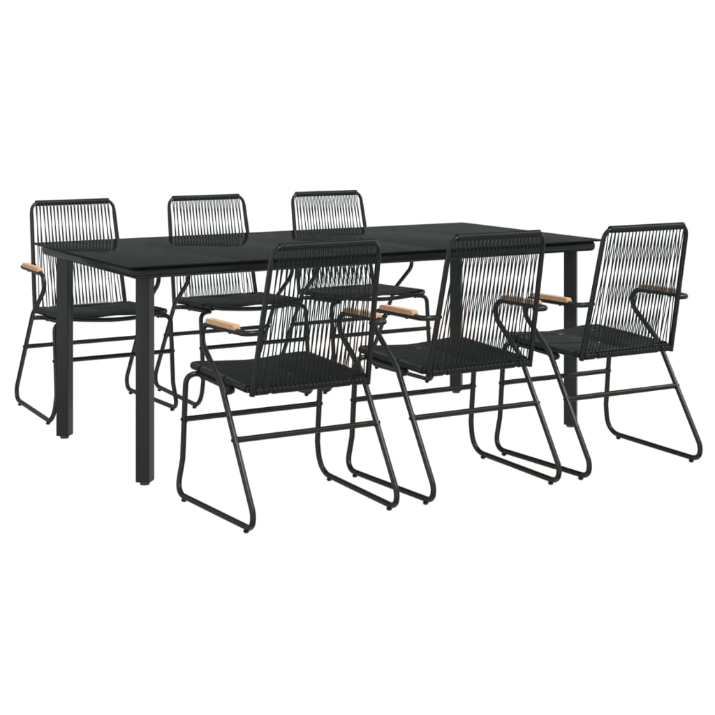Set Mobilier De Grădină, 7 Piese, Negru, Ratan Pvc