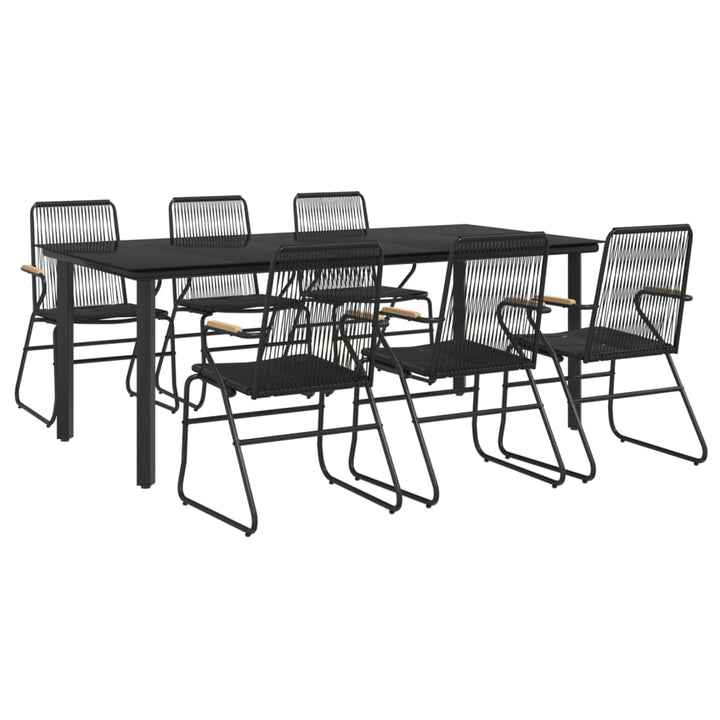 Set Mobilier De Grădină, 7 Piese, Negru, Ratan Pvc