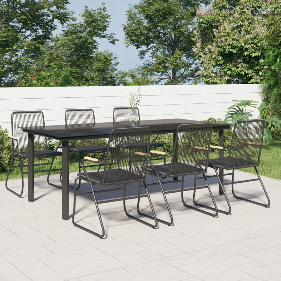 Set Mobilier De Grădină, 7 Piese, Negru, Ratan Pvc