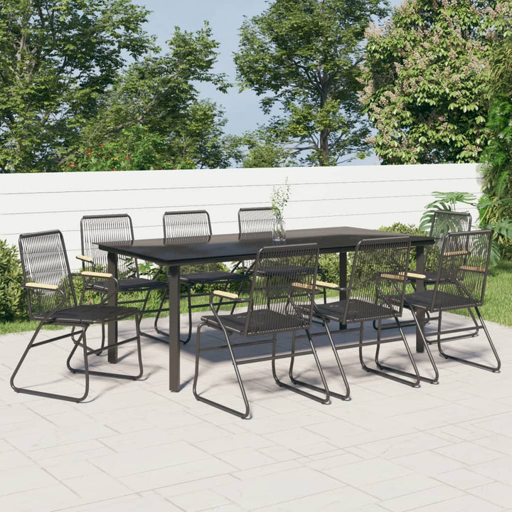 Set Mobilier De Grădină, 7 Piese, Negru, Ratan Pvc