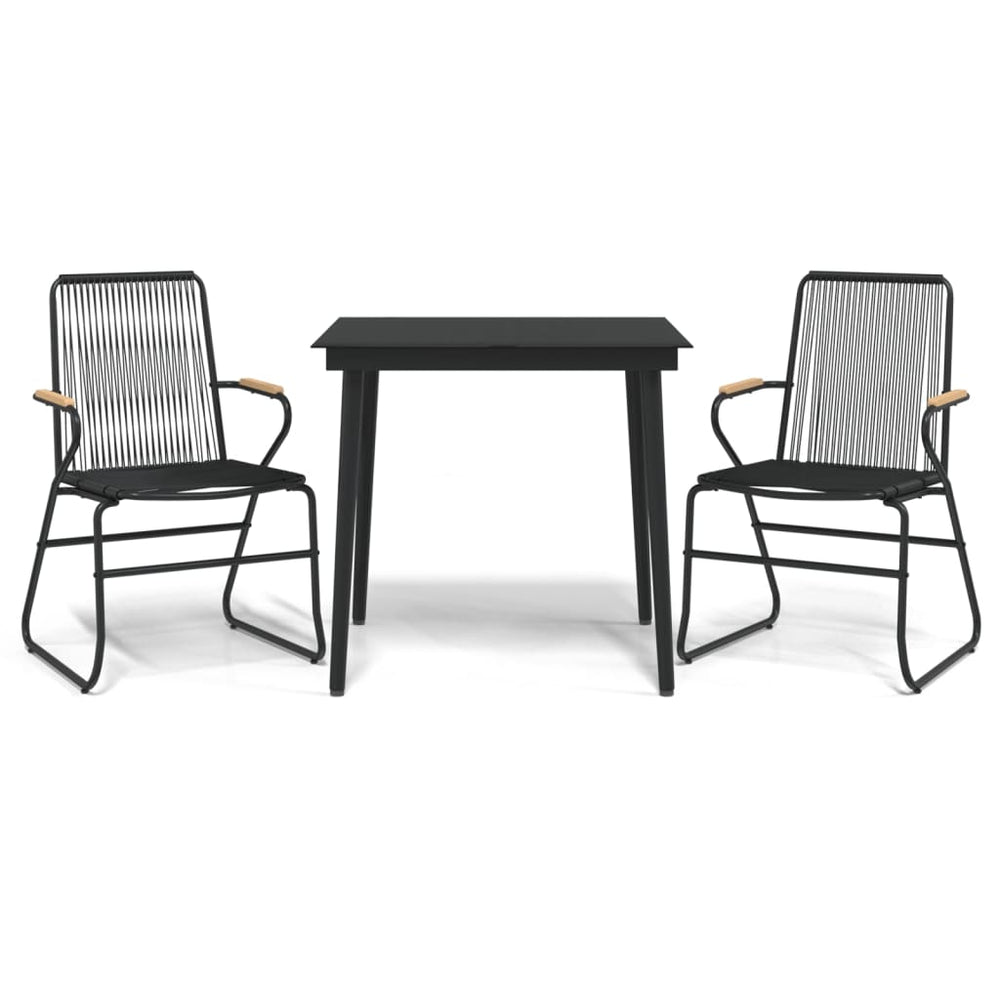 Set Cu Masă Pentru Grădină, 3 Piese, Pvc Negru, Ratan