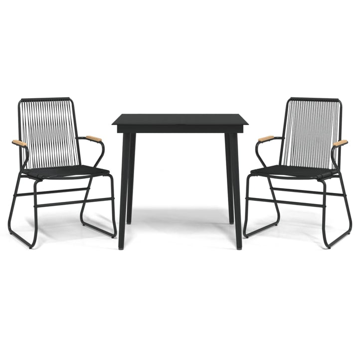 Set Cu Masă Pentru Grădină, 3 Piese, Pvc Negru, Ratan
