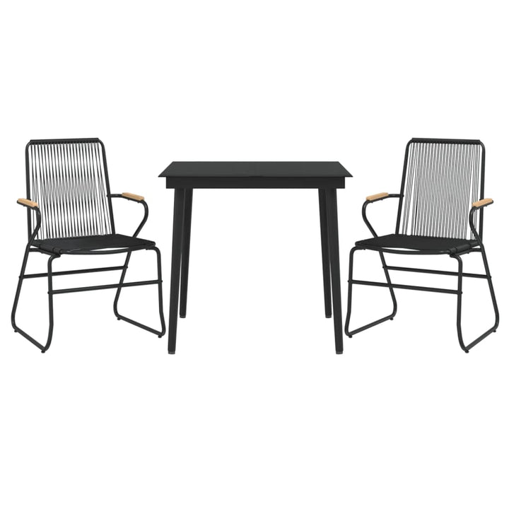 Set Cu Masă Pentru Grădină, 3 Piese, Pvc Negru, Ratan