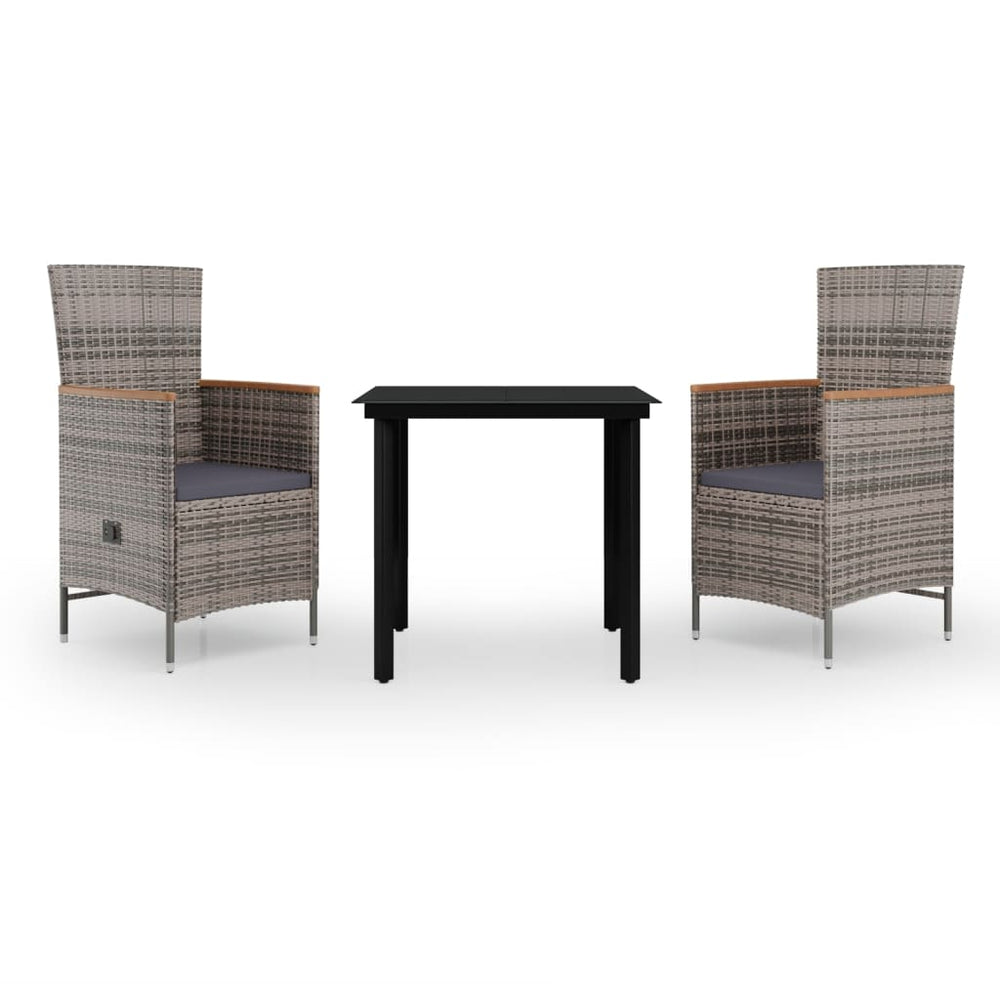 Set Mobilier Pentru Grădină, Cu Perne, 3 Piese, Gri
