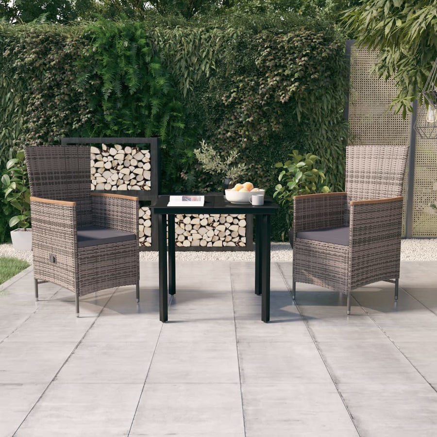Set Mobilier Pentru Grădină, Cu Perne, 3 Piese, Gri