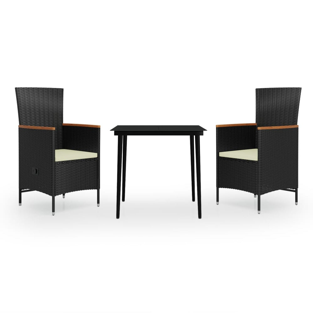 Set Mobilier De Grădină Cu Perne, 3 Piese, Negru