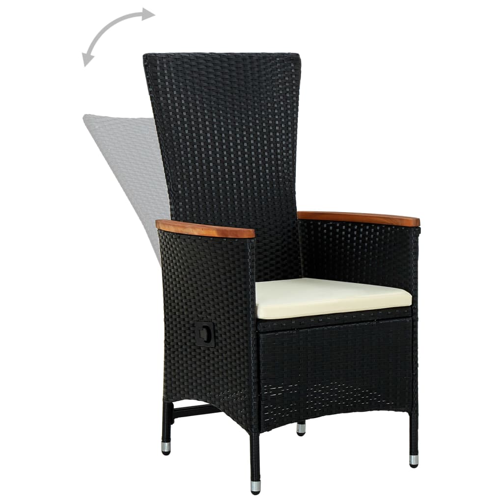 Set Mobilier De Grădină Cu Perne, 3 Piese, Negru