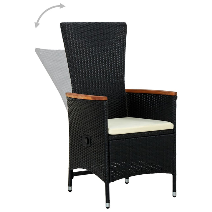 Set Mobilier De Grădină Cu Perne, 3 Piese, Negru