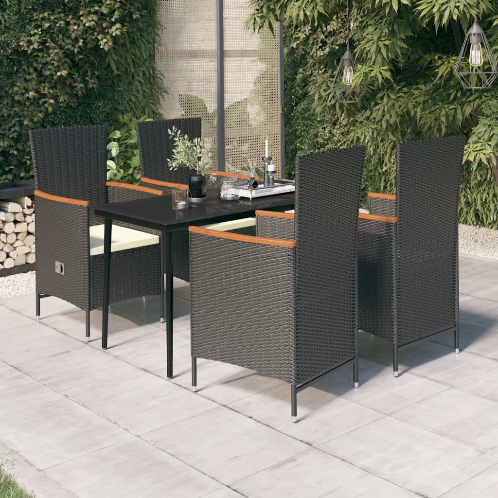 Set Mobilier De Grădină Cu Perne, 3 Piese, Negru