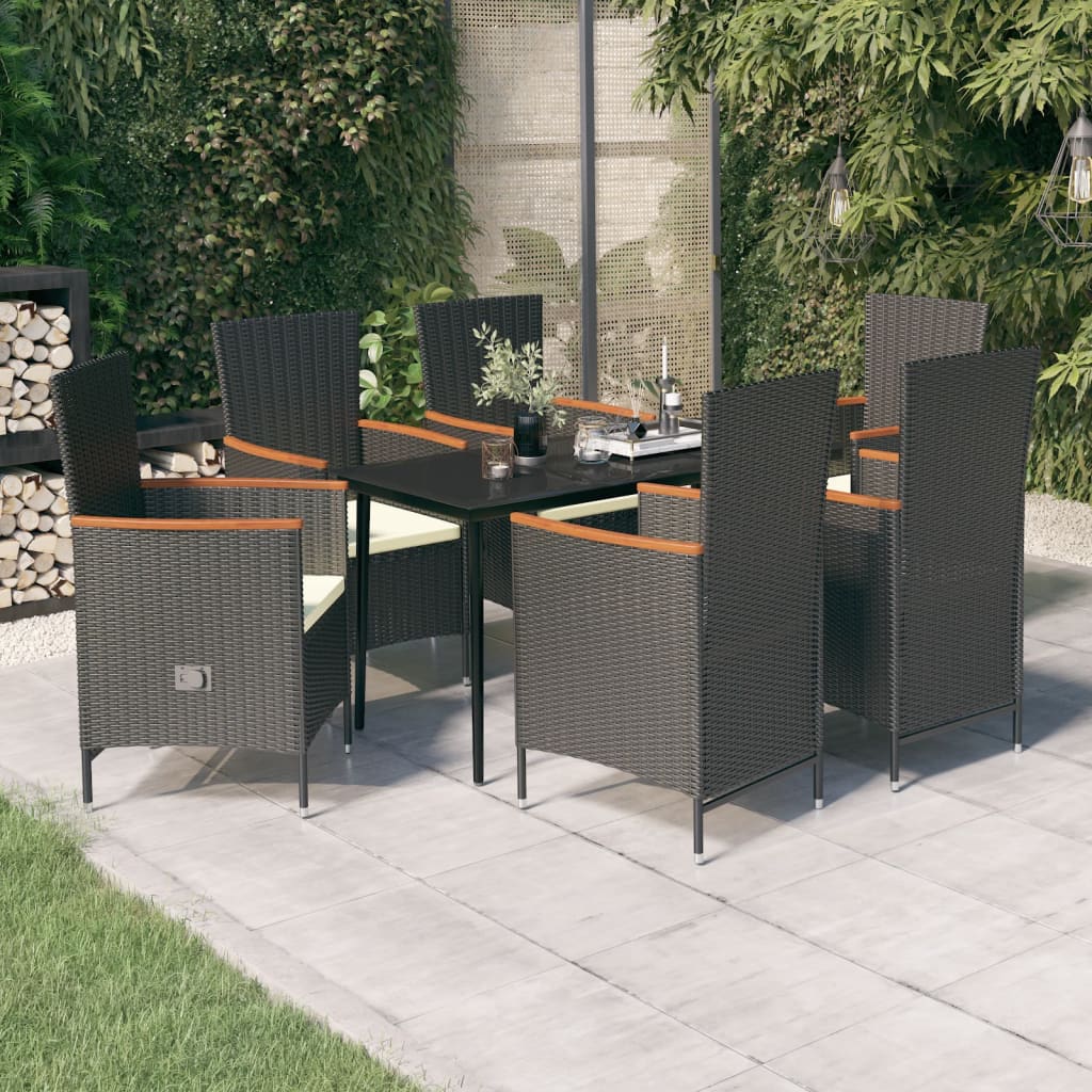 Set Mobilier De Grădină Cu Perne, 3 Piese, Negru