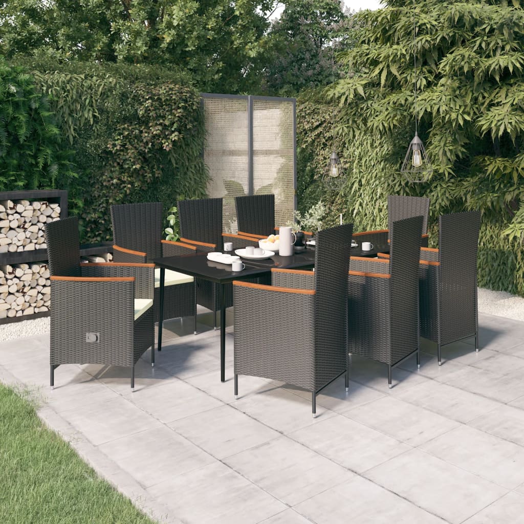 Set Mobilier De Grădină Cu Perne, 3 Piese, Negru