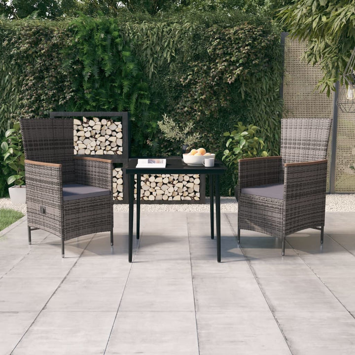 Set Mobilier De Grădină Cu Perne, 3 Piese, Negru