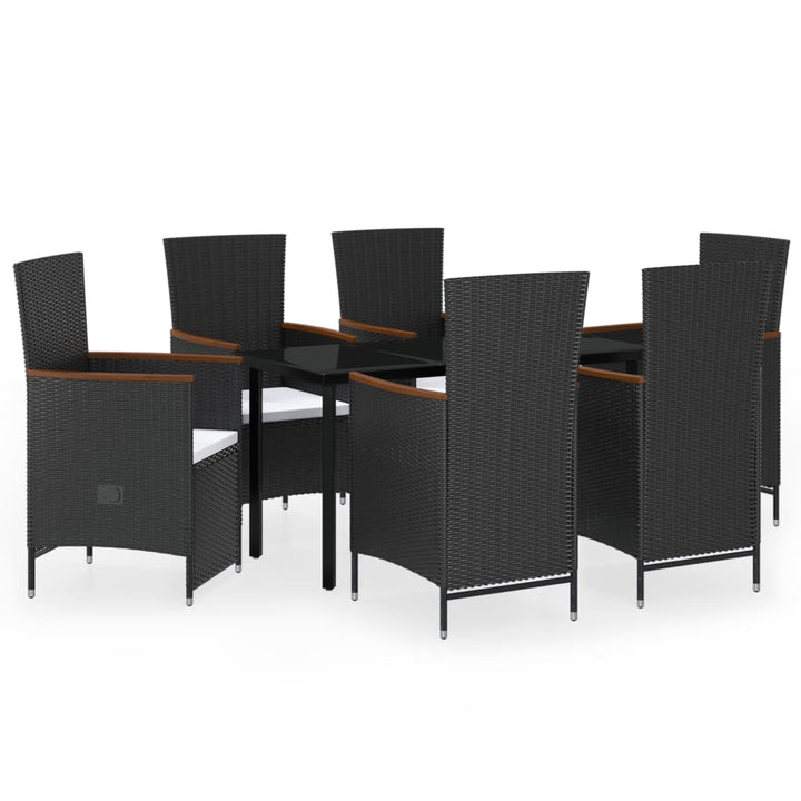 Set De Masă Pentru Grădină, 7 Piese, Cu Perne, Negru