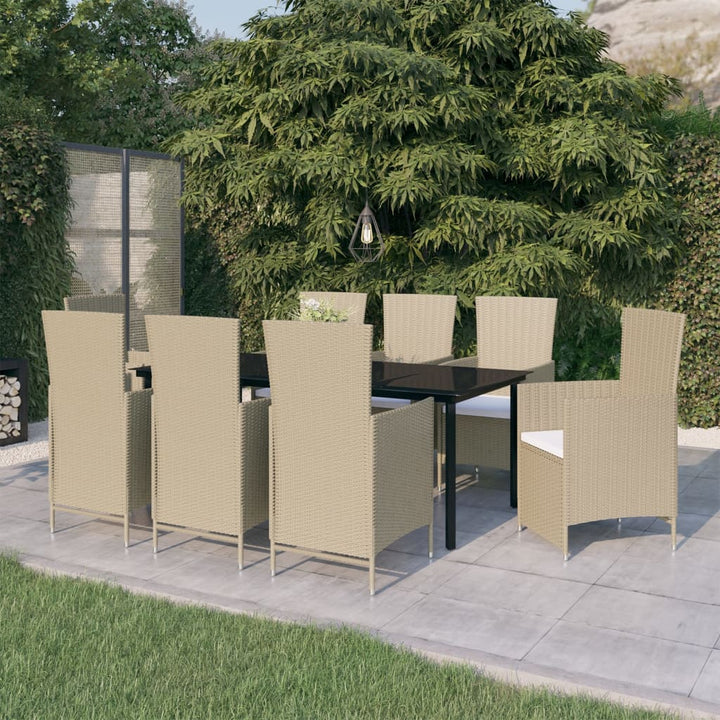 Set De Masă Pentru Grădină, 7 Piese, Cu Perne, Negru