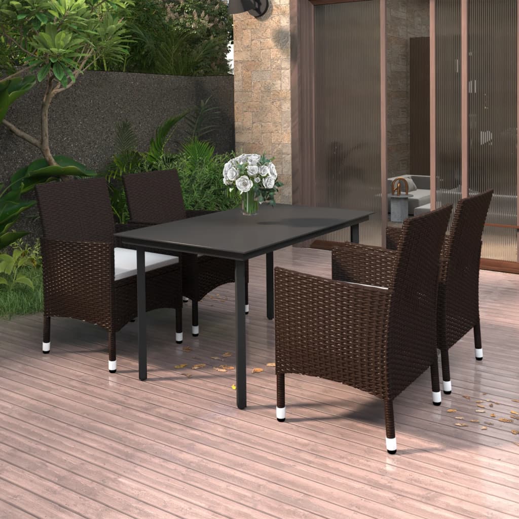 Set Mobilier De Grădină Cu Perne, 7 Piese, Poliratan Și Sticlă