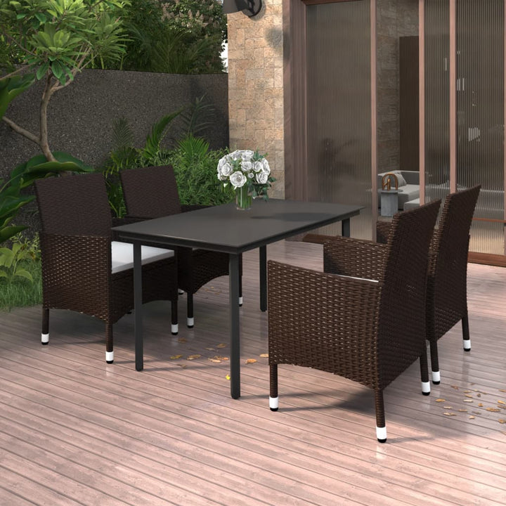 Set Mobilier De Grădină Cu Perne, 7 Piese, Poliratan Și Sticlă