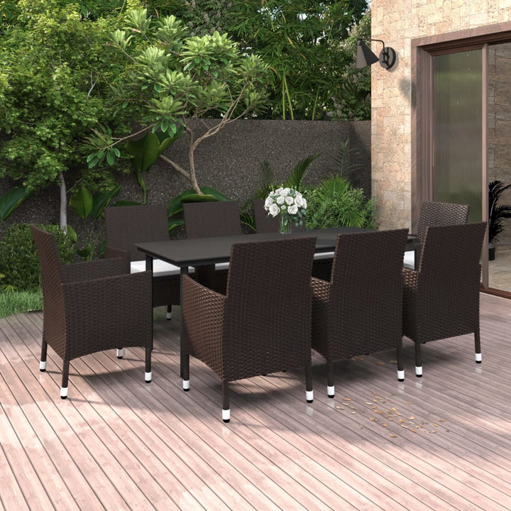Set Mobilier De Grădină Cu Perne, 7 Piese, Poliratan Și Sticlă
