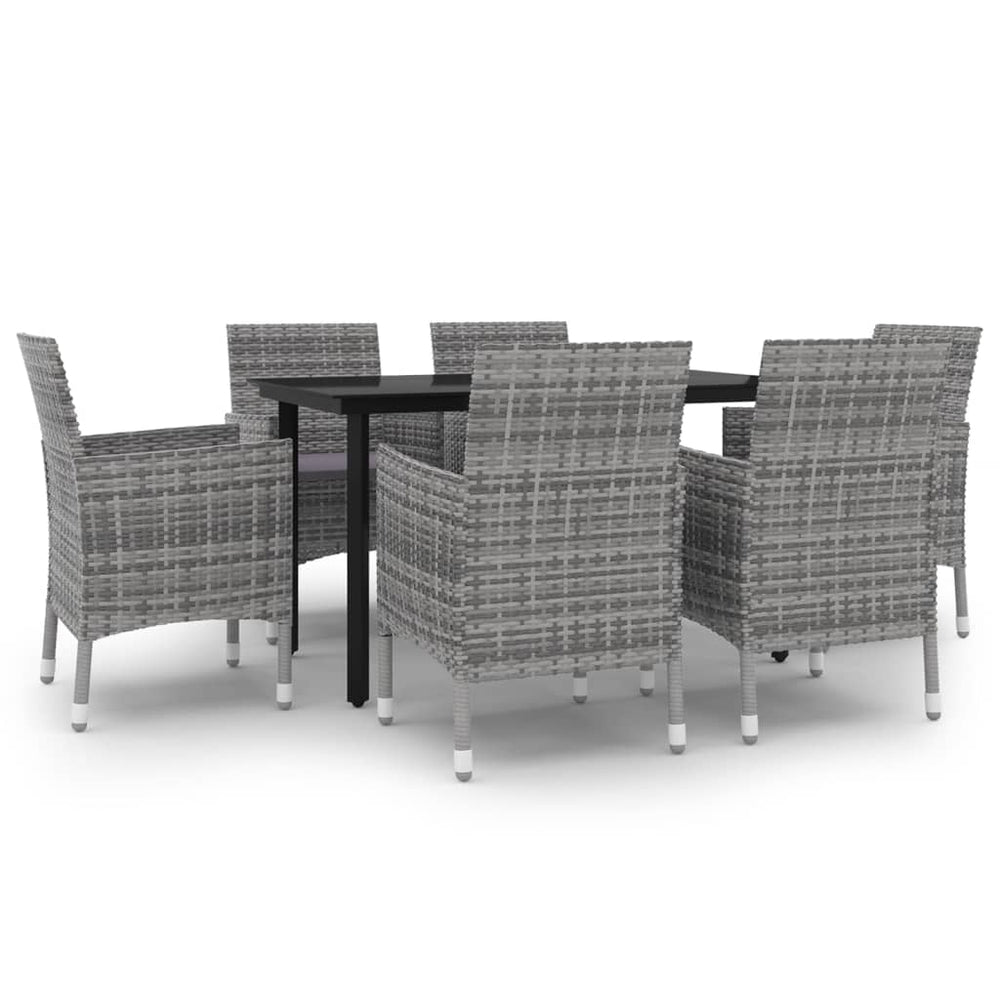 Set Mobilier De Grădină Cu Perne, 7 Piese, Poliratan Și Sticlă