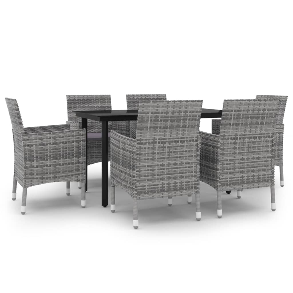 Set Mobilier De Grădină Cu Perne, 7 Piese, Poliratan Și Sticlă