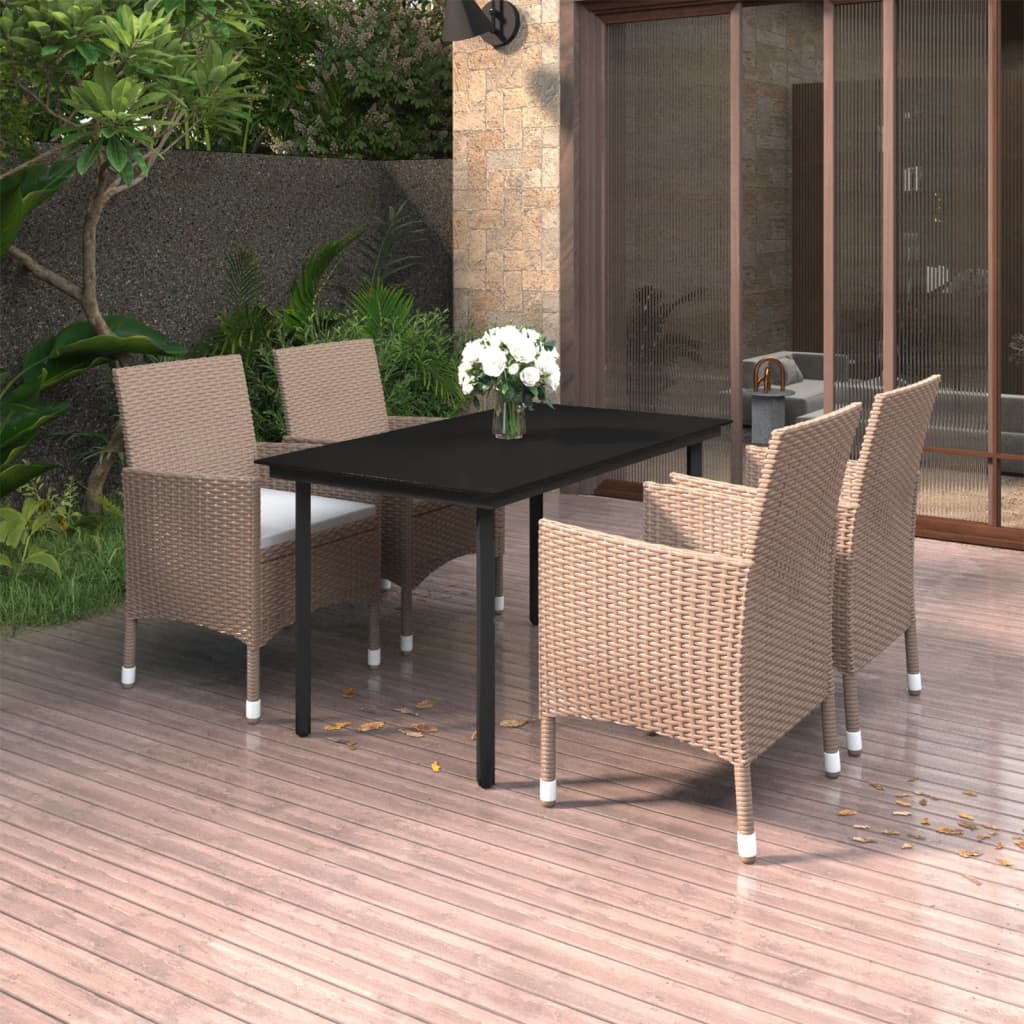 Set Mobilier De Grădină Cu Perne, 7 Piese, Poliratan Și Sticlă