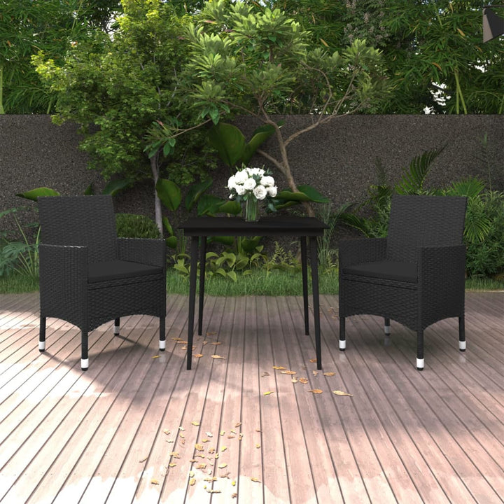 Set Mobilier De Grădină Cu Perne, 3 Piese, Poliratan Și Sticlă