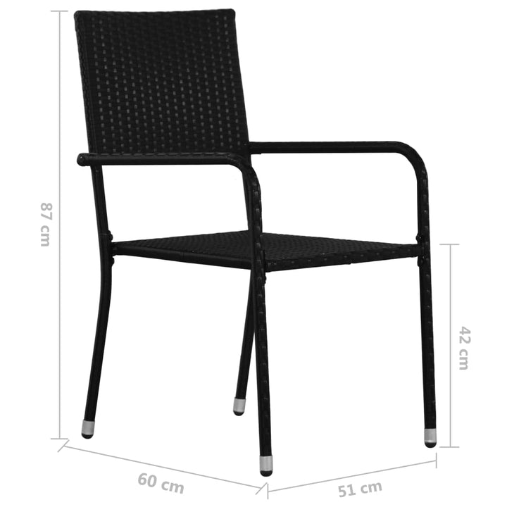 Scaune Dining De Grădină Stivuibile 2 Buc. Negru Poliratan