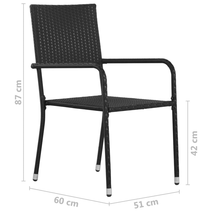 Scaune Dining De Grădină Stivuibile 6 Buc. Negru Poliratan