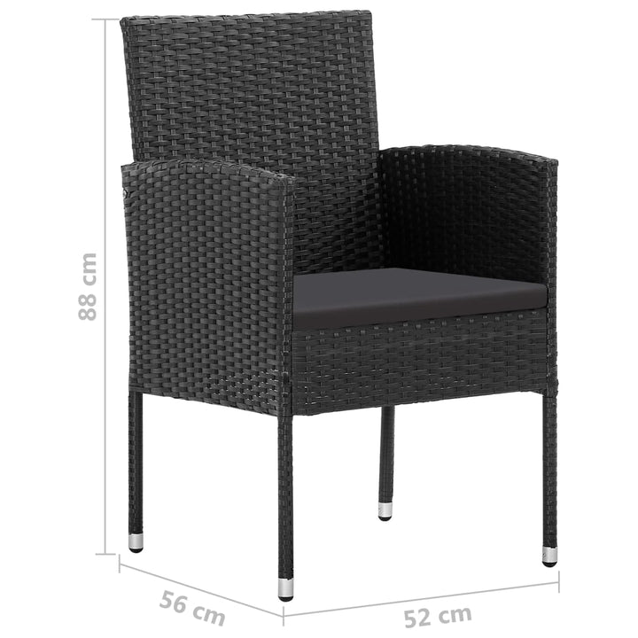 Scaune De Grădină Cu Perne, 2 Buc., Negru, Poliratan
