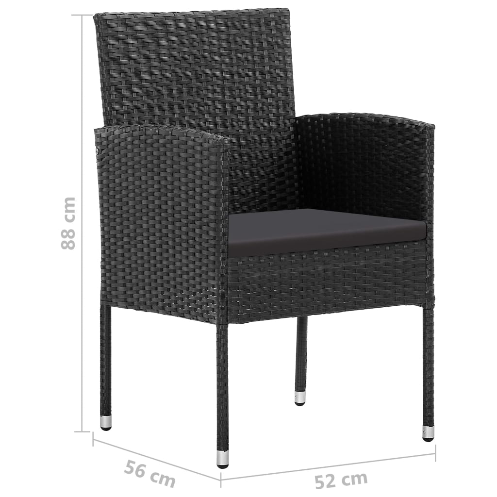 Scaune De Grădină Cu Perne, 4 Buc., Negru, Poliratan