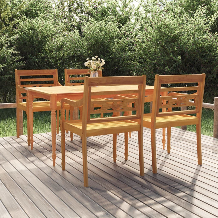 Set Mobilier De Grădină Cu Perne, 5 Piese, Lemn Masiv De Tec
