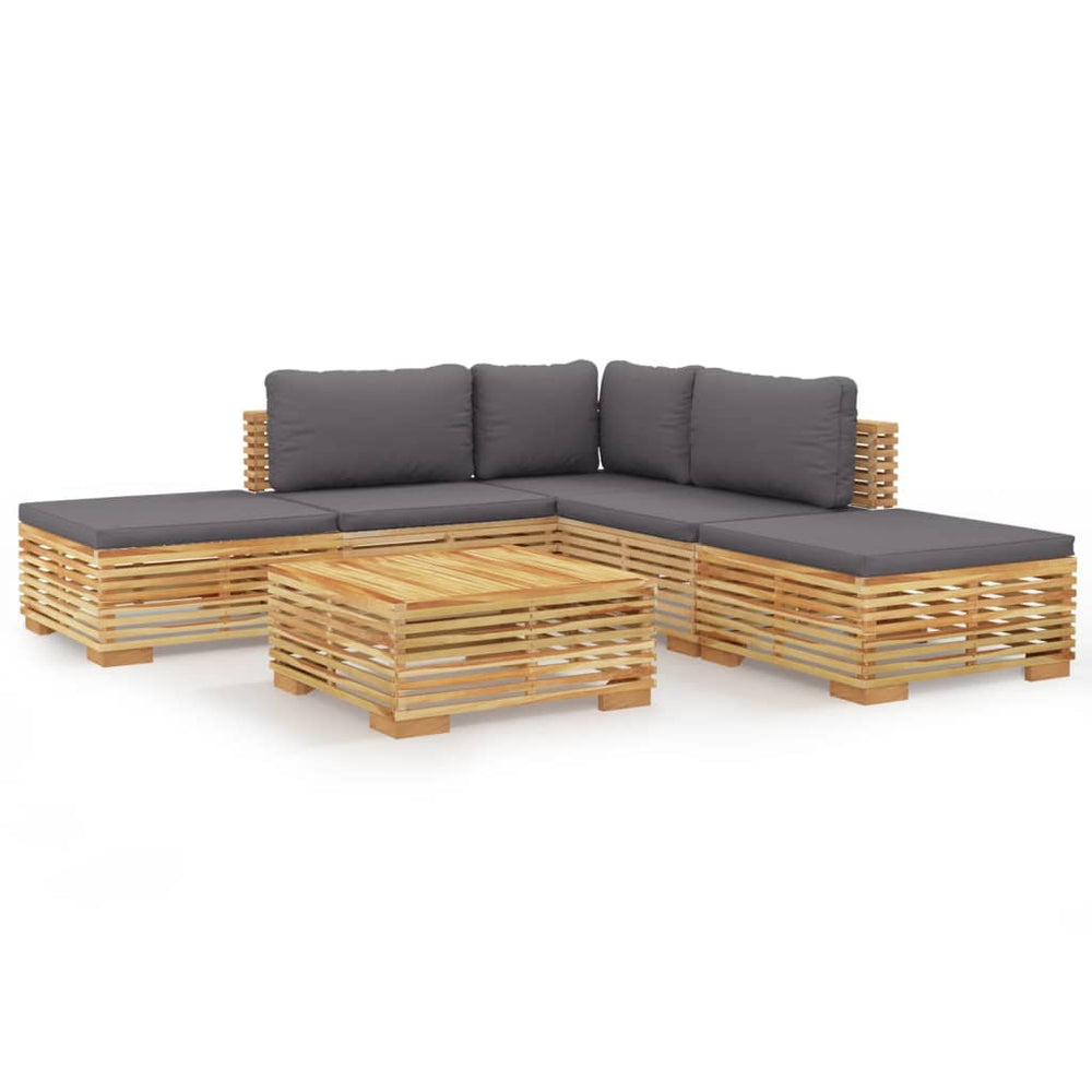 Set Mobilier Grădină Cu Perne, 6 Piese, Lemn Masiv De Tec