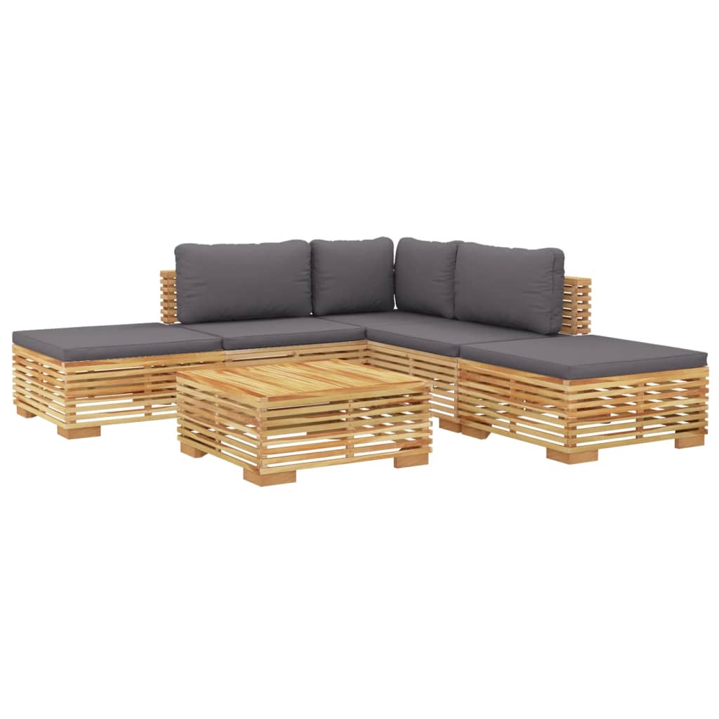 Set Mobilier Grădină Cu Perne, 6 Piese, Lemn Masiv De Tec