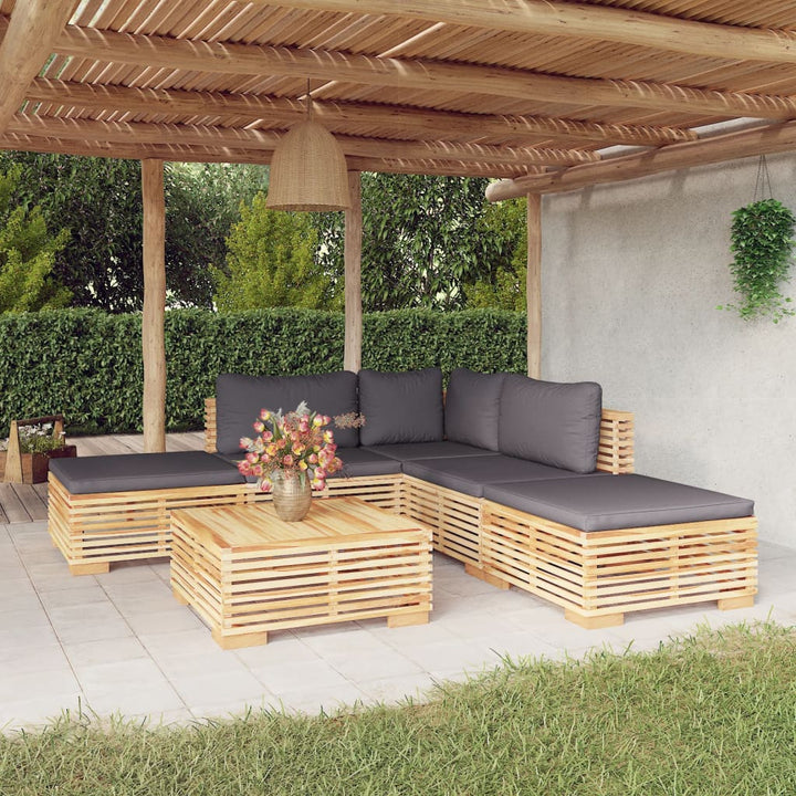 Set Mobilier Grădină Cu Perne, 6 Piese, Lemn Masiv De Tec