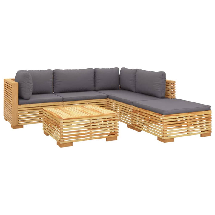 Set Mobilier Grădină Cu Perne, 6 Piese, Lemn Masiv De Tec