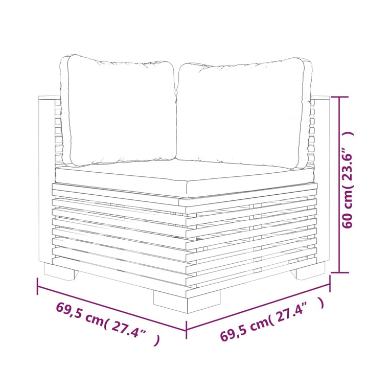 Set Mobilier Grădină Cu Perne, 6 Piese, Lemn Masiv De Tec