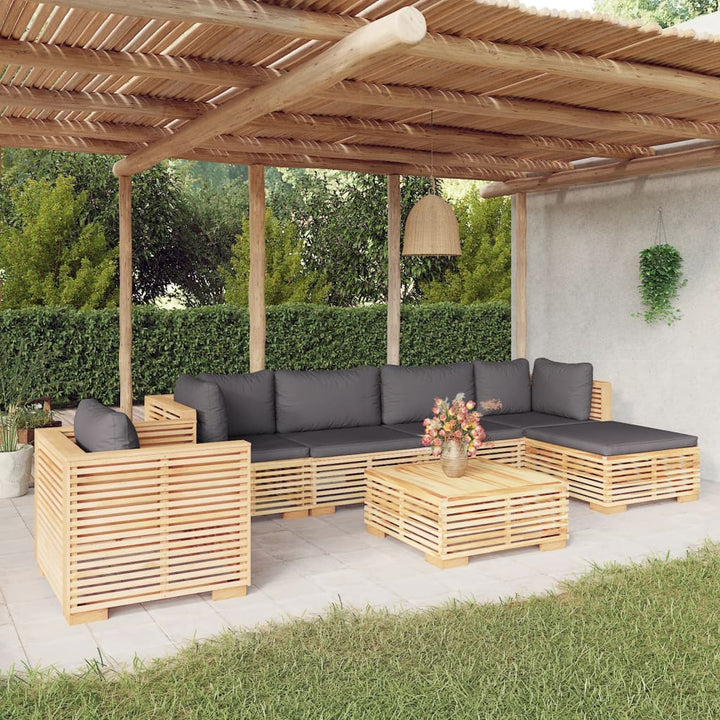 Set Mobilier Grădină Cu Perne, 6 Piese, Lemn Masiv De Tec