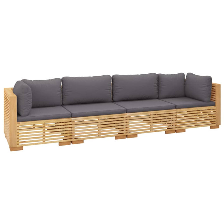 Set Mobilier Grădină Cu Perne, 4 Piese, Lemn Masiv De Tec