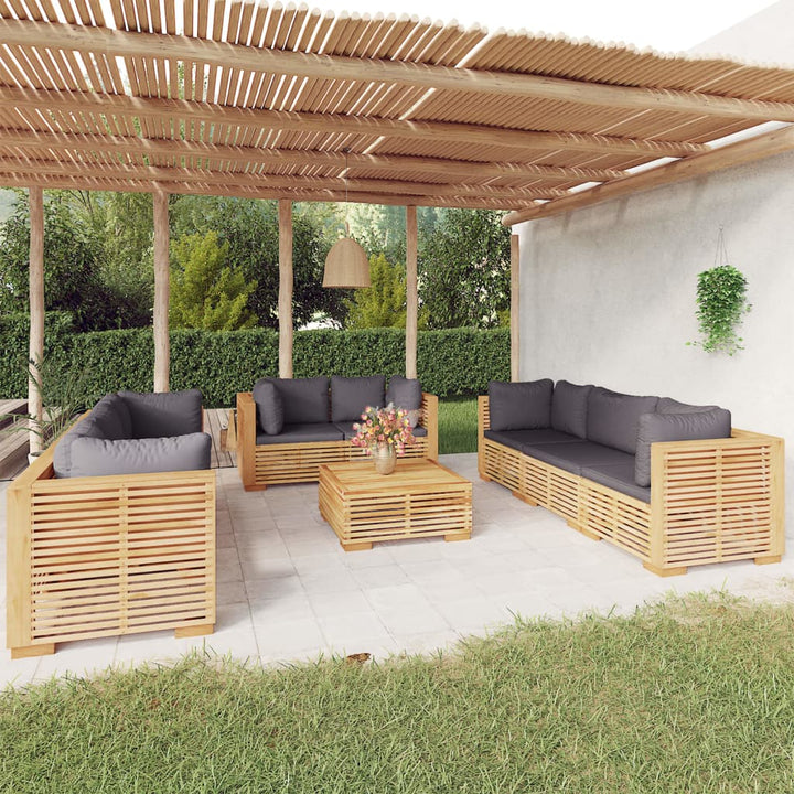 Set Mobilier Grădină Cu Perne, 6 Piese, Lemn Masiv De Tec