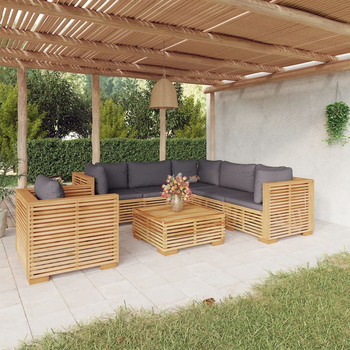 Set Mobilier Grădină Cu Perne, 6 Piese, Lemn Masiv De Tec