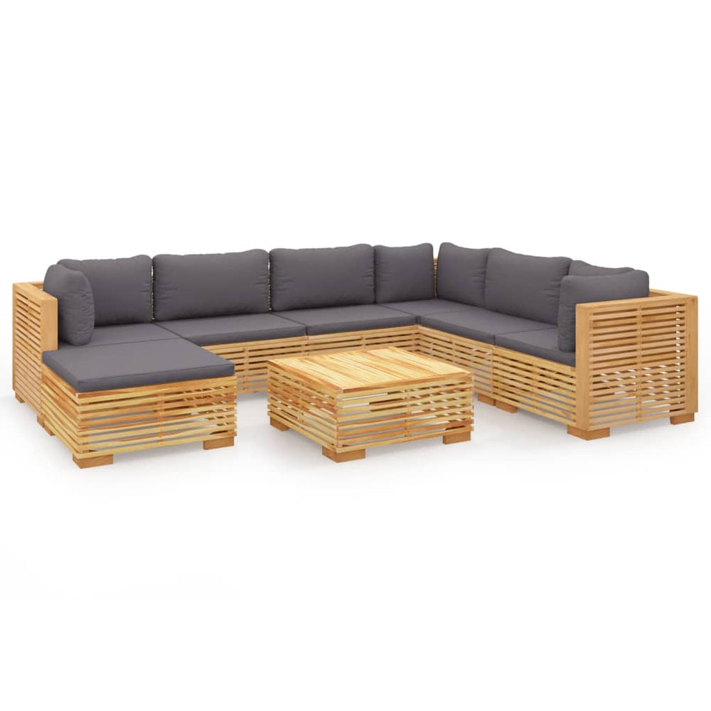Set Mobilier Grădină Cu Perne, 8 Piese, Lemn Masiv De Tec
